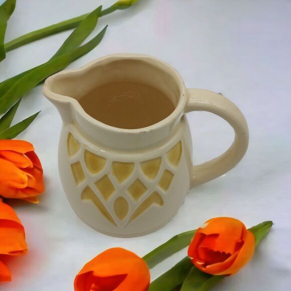 Robinson Ransbottom Vintage Cream & Yellow ~6" Pottery Pitcher Vase Planter - Picture 3 of 15